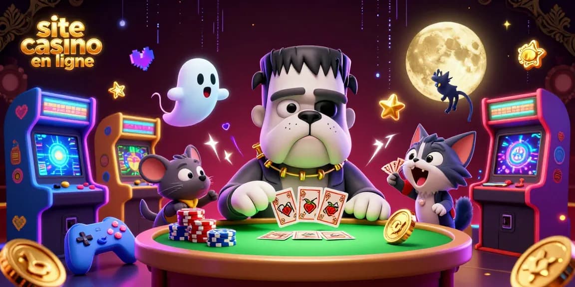 Le site casino en ligne offre une expérience dynamique avec un bulldog Frankenstein et un chaton loup.