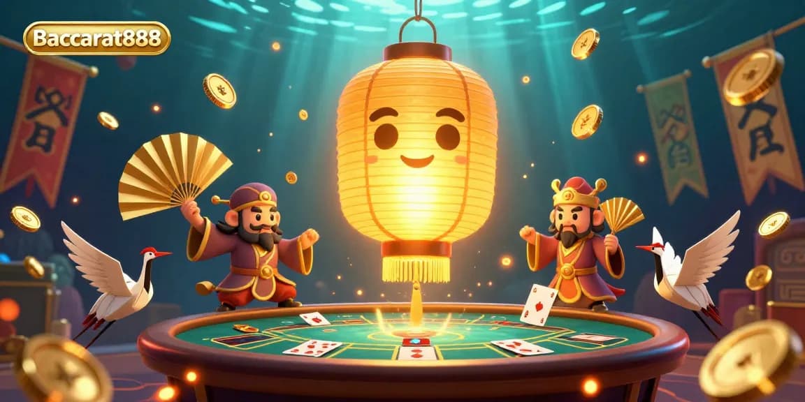 Engage in thrilling Baccarat888 action with vibrant characters and dynamic elements in a casino atmosphere.