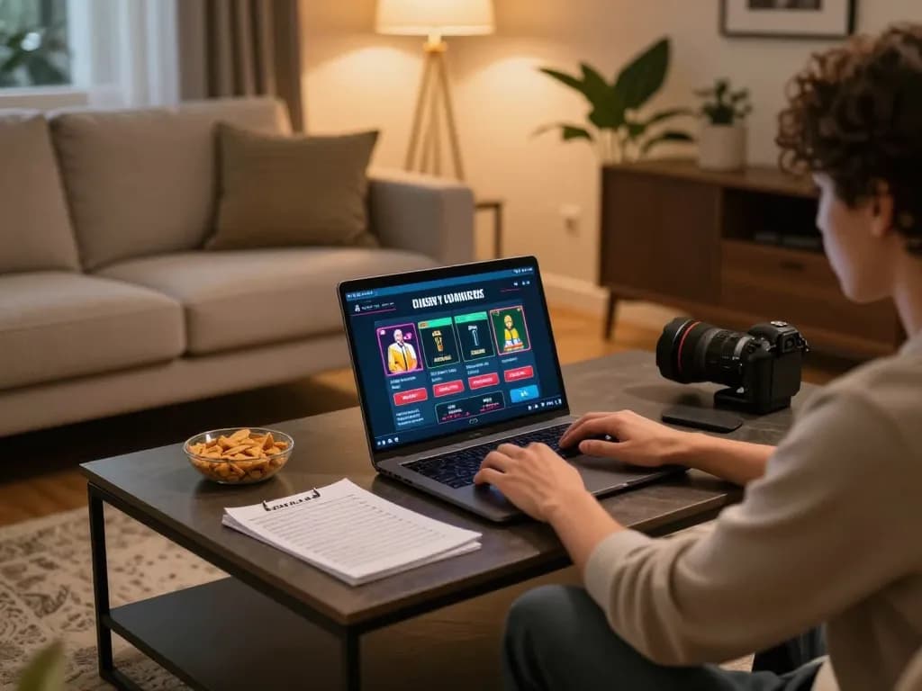 Player using TIP88 for online casino betting in a cozy home setting