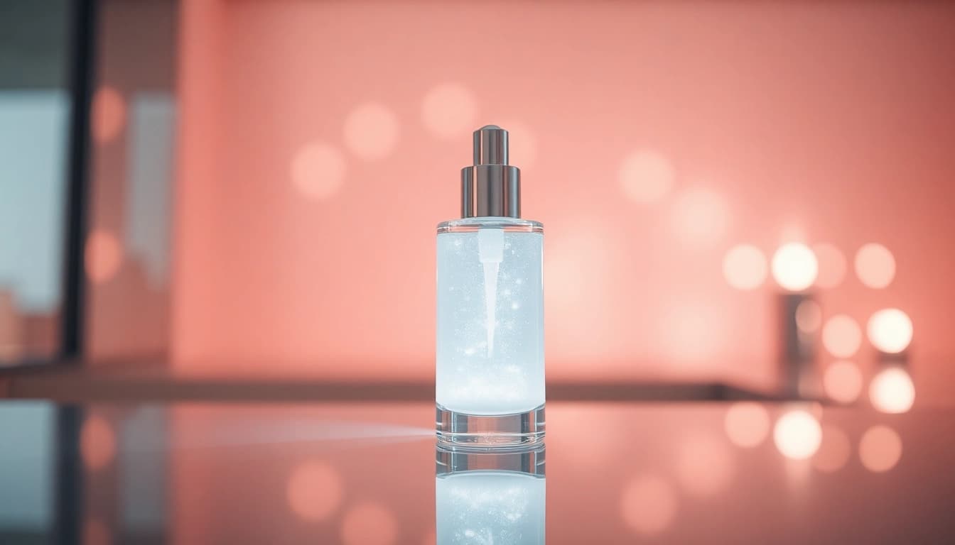 Enhancing skin with Glow Blend through a modern beauty product's luxurious glow.