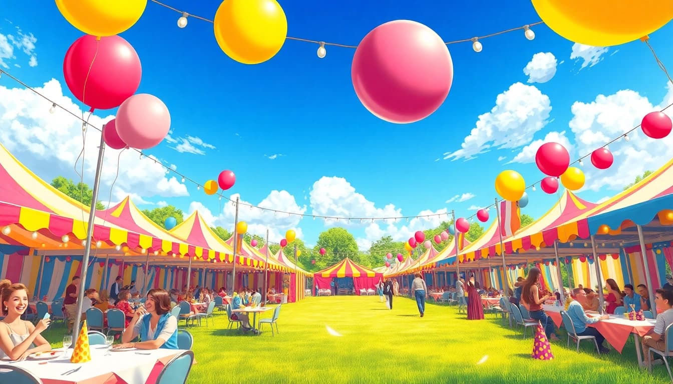 Discover the best Party Rentals Near Me showcasing vibrant decorations and joyful guests.