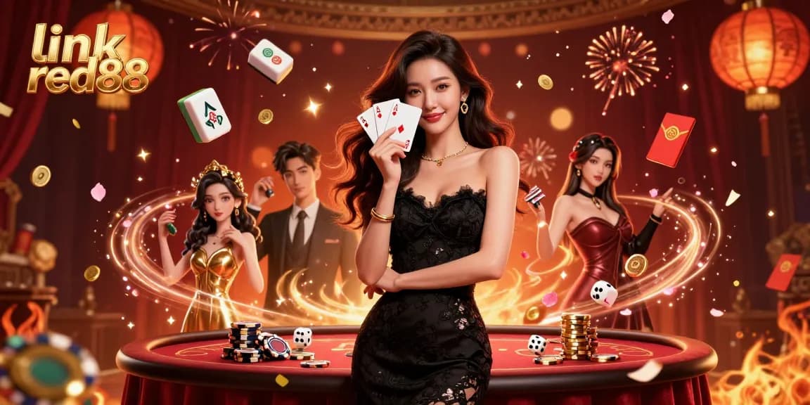Experience thrilling gaming excitement with link red88 in this vibrant casino scene featuring elegant Asian characters.