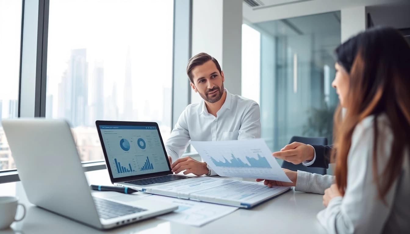 VAT Services in UAE consultation with business professionals in a modern office.