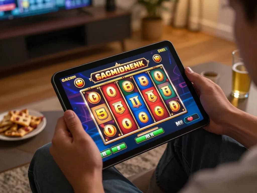 Engaging gameplay of slot gacor gampang menang on mobile device, showcasing winning spins.