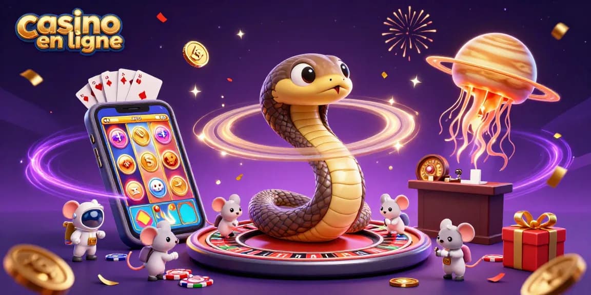 Visuel illustrant des astronautes pariant autour d'une roulette, représentant le casino en ligne.