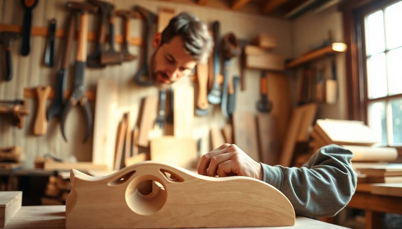 Hands-on carpentry apprenticeship showcasing a craftsman immersed in woodwork tasks.