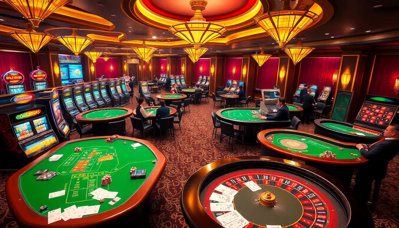 Winning moments at Haywin com's vibrant casino scene showcasing poker, roulette, and exciting slot machines.
