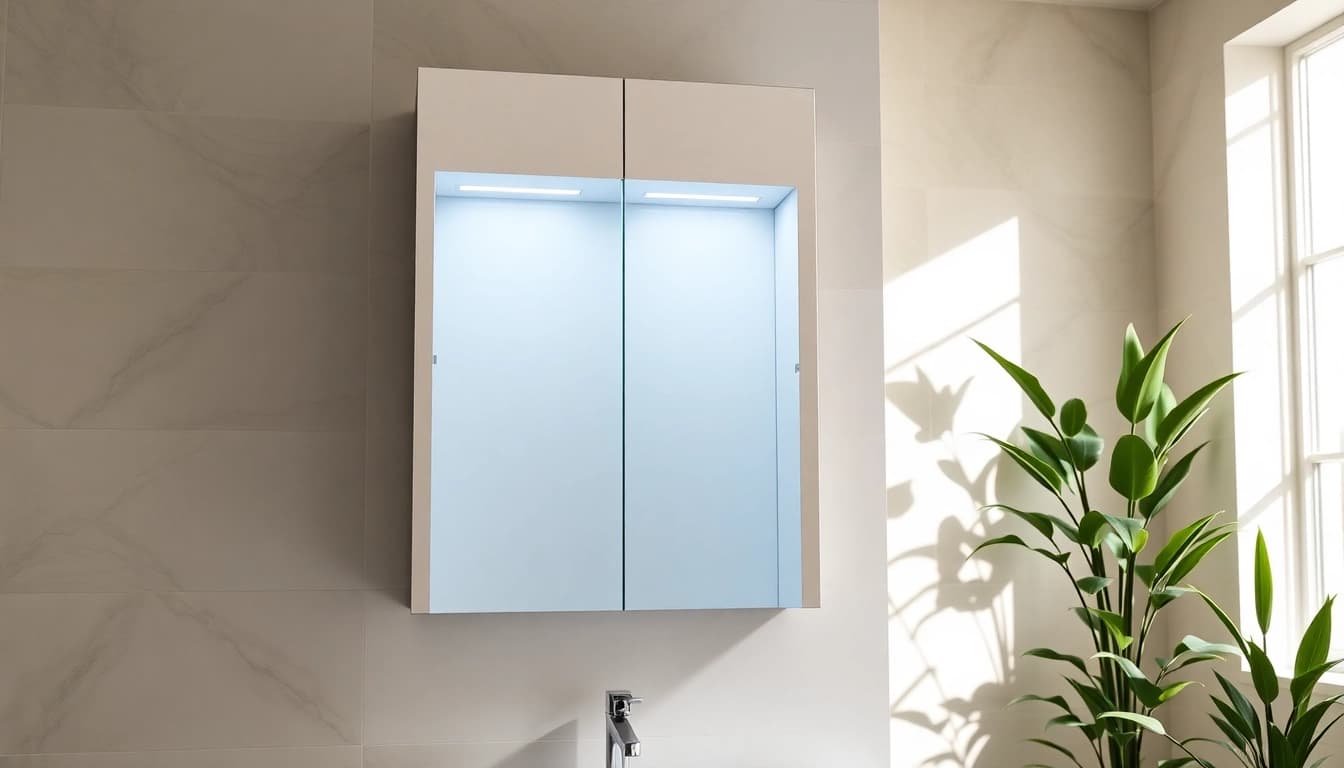 Erleben Sie den modernen sonni Spiegelschrank mit LED-Beleuchtung und stilvollem Design.