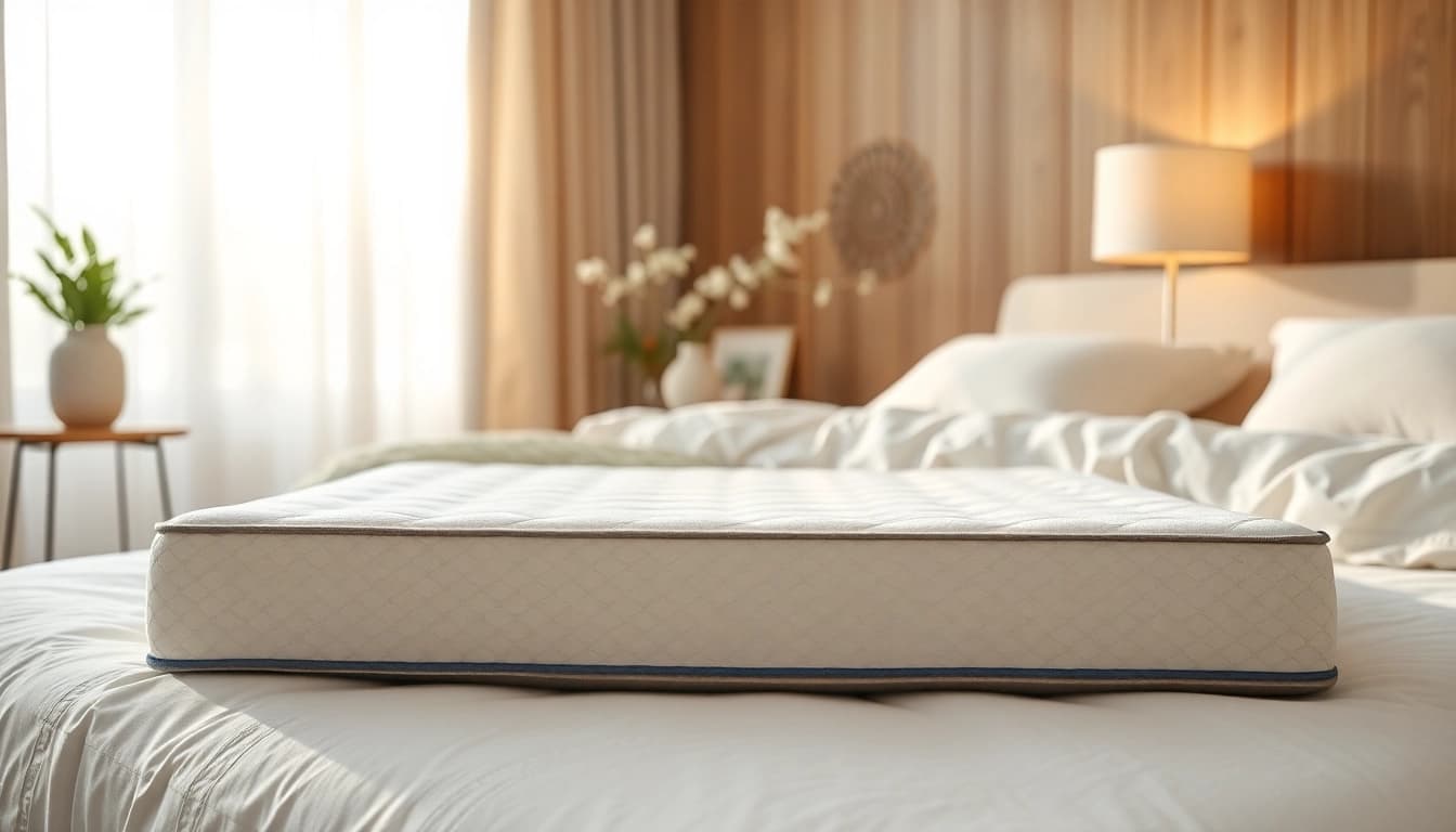 Showcasing a 10" memory foam mattress in a cozy bedroom setup with warm lighting and plush decor.