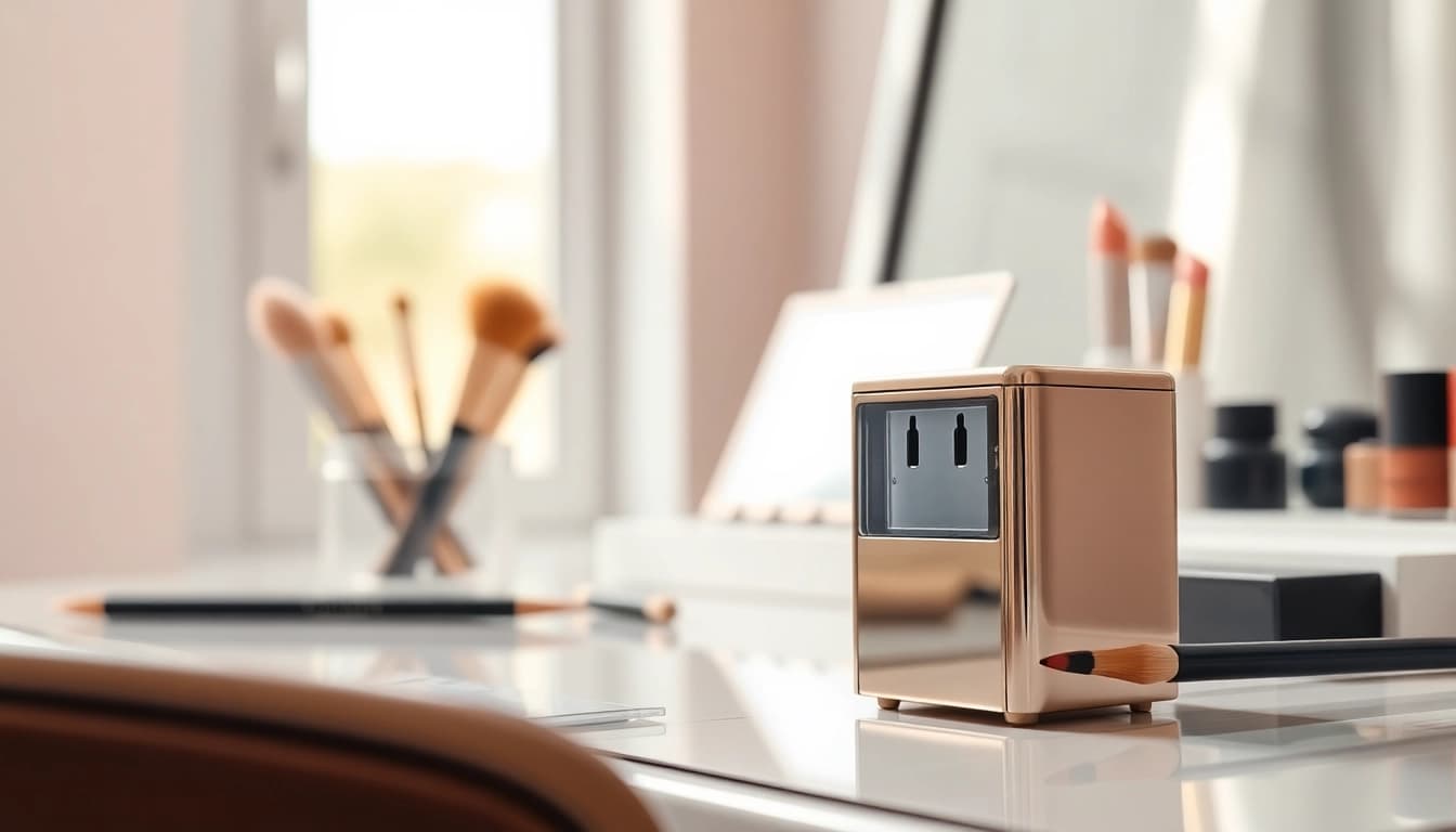 Revitalize your makeup collection with this premium makeup pencil sharpener, showcasing its sleek design.