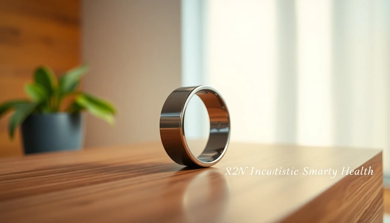 Showcasing a detailed Smart Health Ring, emphasizing its modern design and technology.