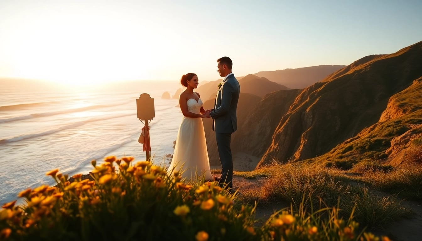 Capture the emotions of a couple's wedding ceremony, guided by a Big Sur wedding photographer, against a stunning coastal backdrop.