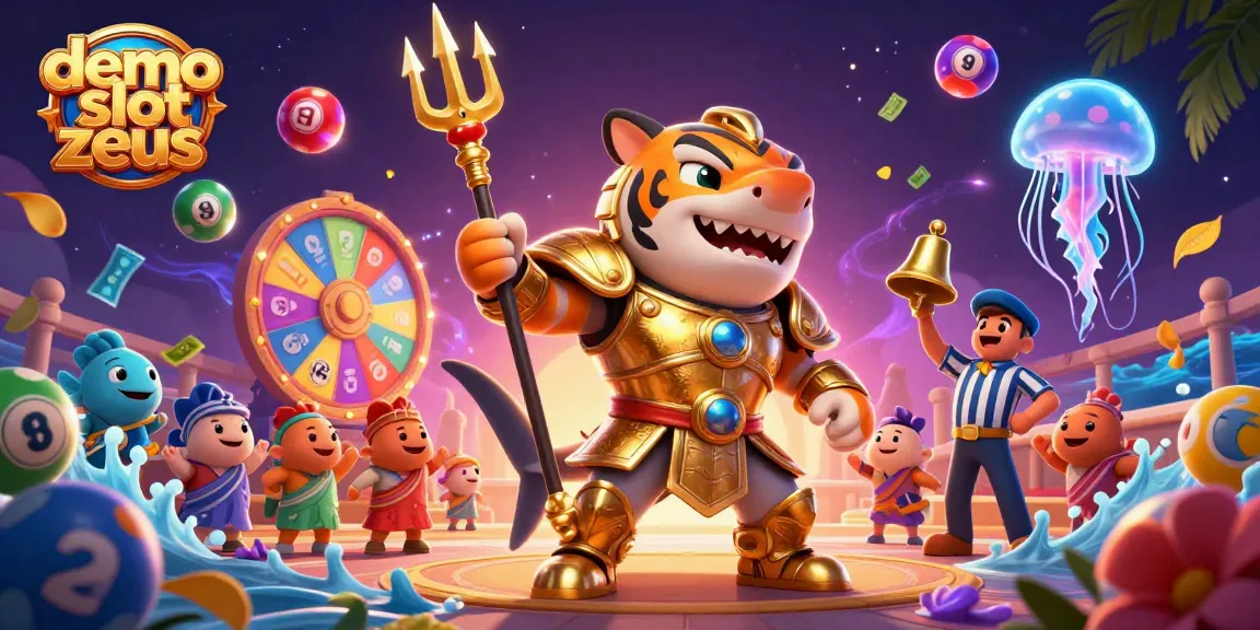 Experience the excitement of demo slot zeus with a dynamic 3D illustration of thrilling casino elements.