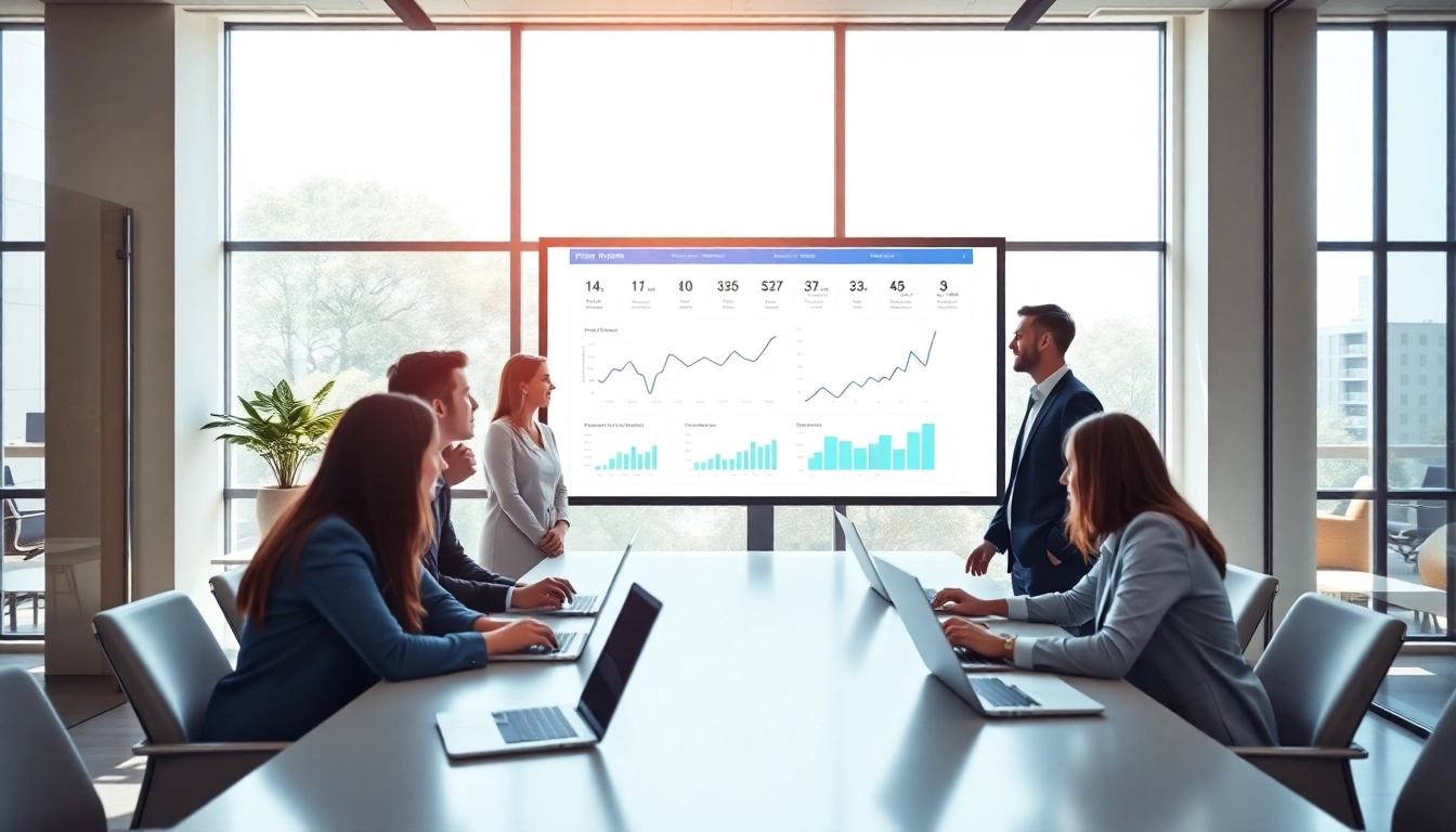 Find competitor pricing strategies with business analytics team brainstorming in a modern office.