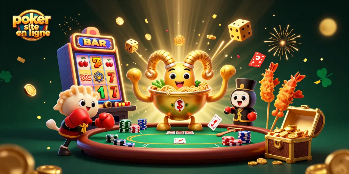 Jouez au poker sur un site de poker en ligne avec une scène animée de personnages ludiques et des récompenses en abondance.