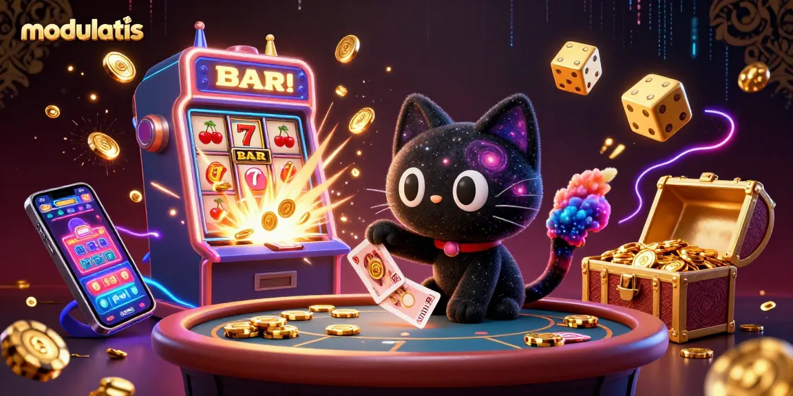 Berbagai permainan di modulatis mengundang keberuntungan dengan chip emas dan slot berkilau.
