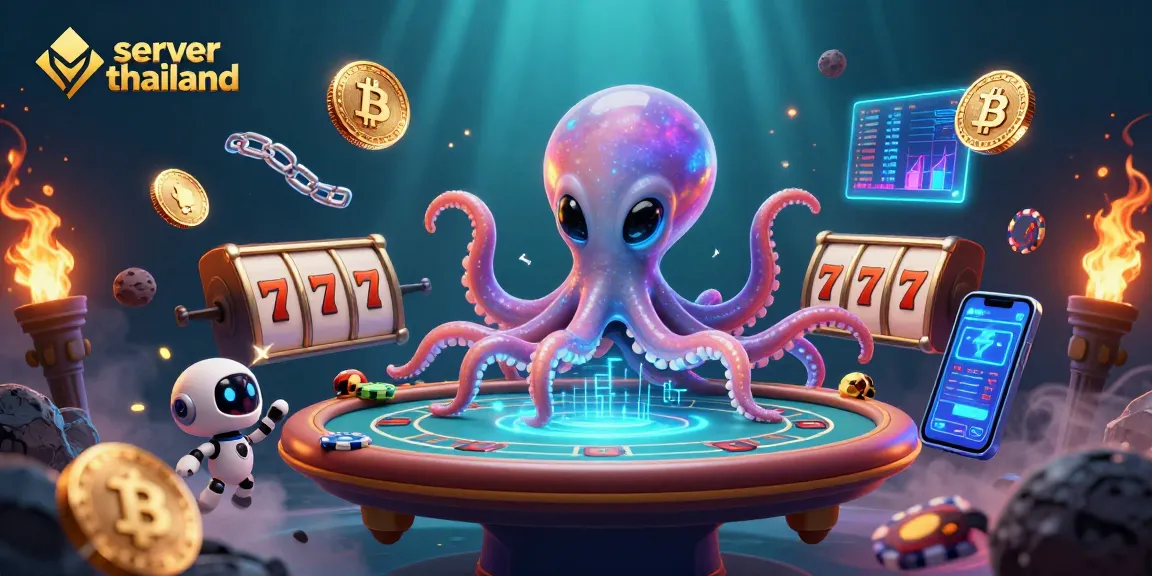 Engage with server thailand at a vibrant 3D online casino scene featuring an alien octopus and high-stakes elements.