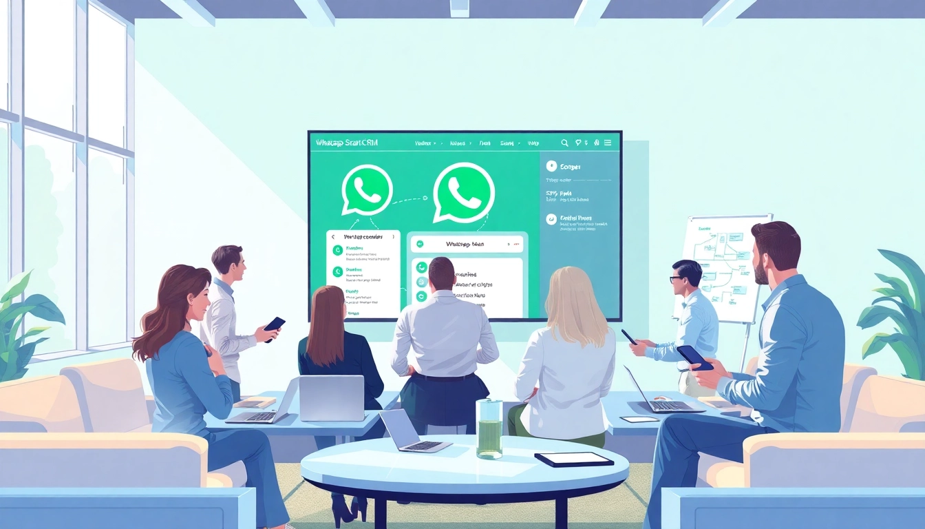 Optimize your workflow with WhatsApp Smart CRM displayed on screens in a collaborative workspace.