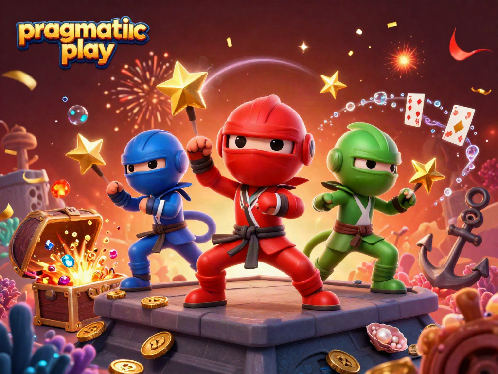 Engage with pragmatic play in a vibrant casino scene featuring dynamic ninja chameleons and explosive game elements.