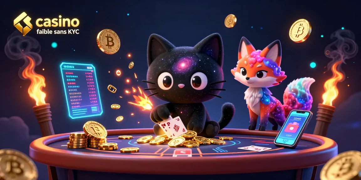 Jouer au casino fiable sans KYC avec un chat de trou noir et un renard nébuleux au centre d'une table cosmique.