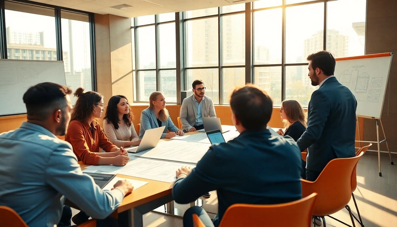 Engage in Construction management training session with diverse participants in a collaborative environment.