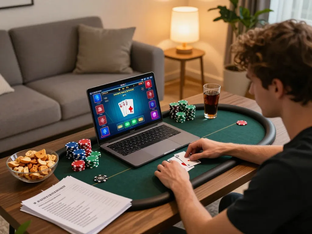 Pursuing winning strategies with f168 in a vibrant online poker game at home.