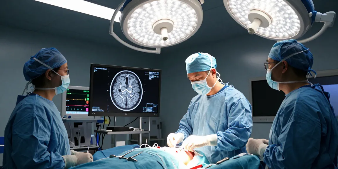 Neurosurgeons performing a beyin ameliyatı in a modern surgical theater, showcasing teamwork and precision.