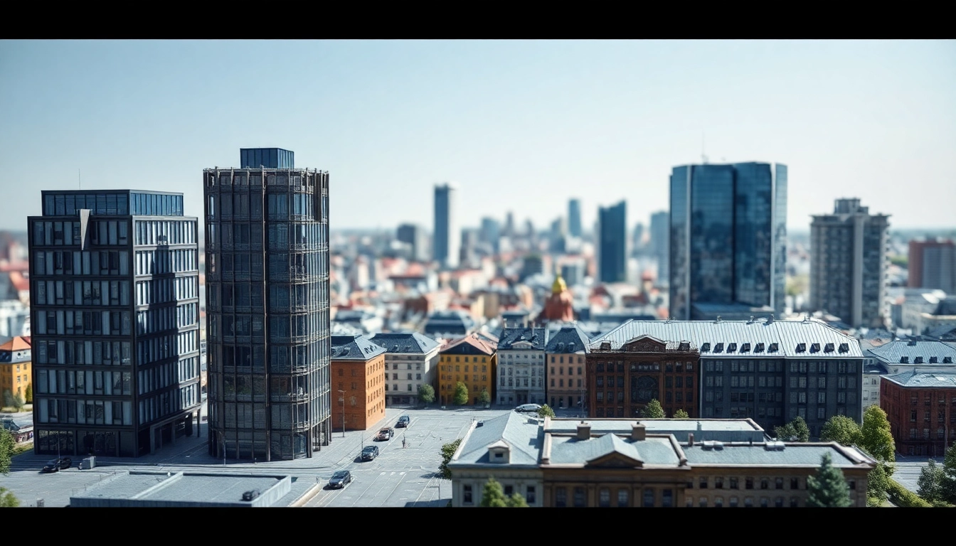 Architekturmodellbau Bielefeld zeigt ein detailliertes städtisches Modell mit modernen und historischen Gebäuden.