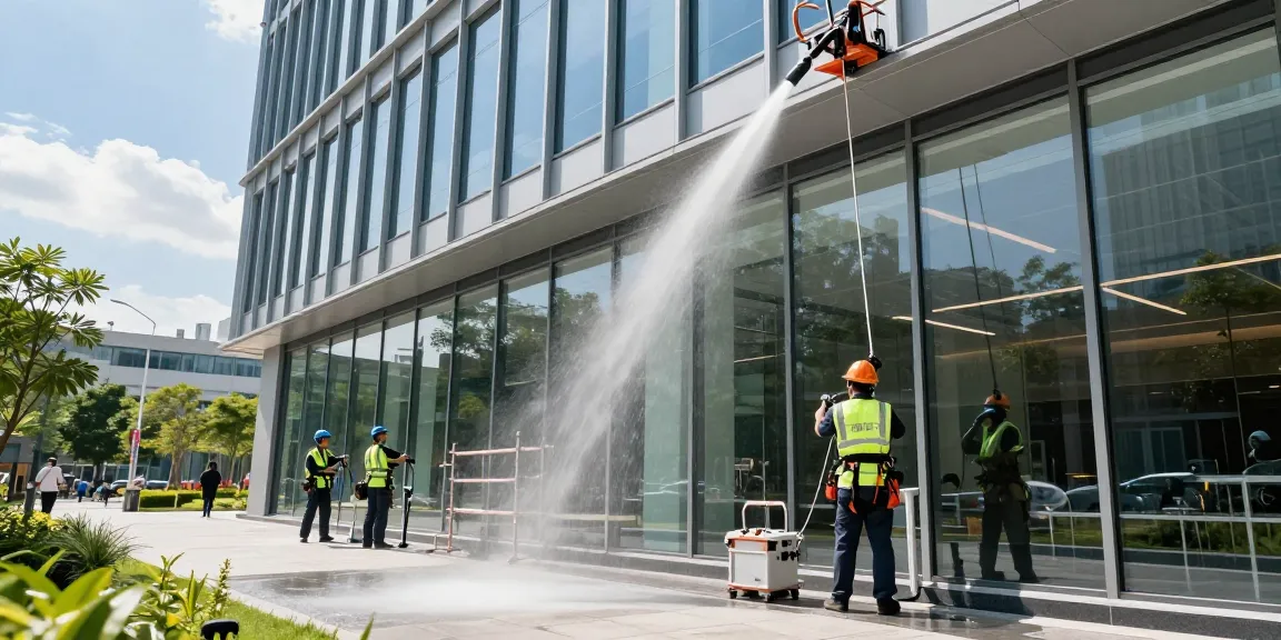 Professionelle Gebäudereinigungsfirma reinigt Fassaden in Dortmund mit hochwertigen umweltfreundlichen Lösungen.