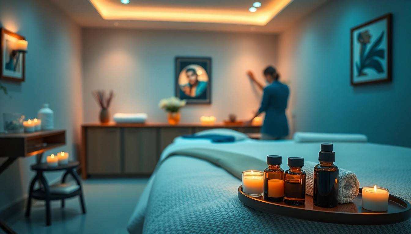 출장 massage service in a tranquil, professional setting with soothing decor.