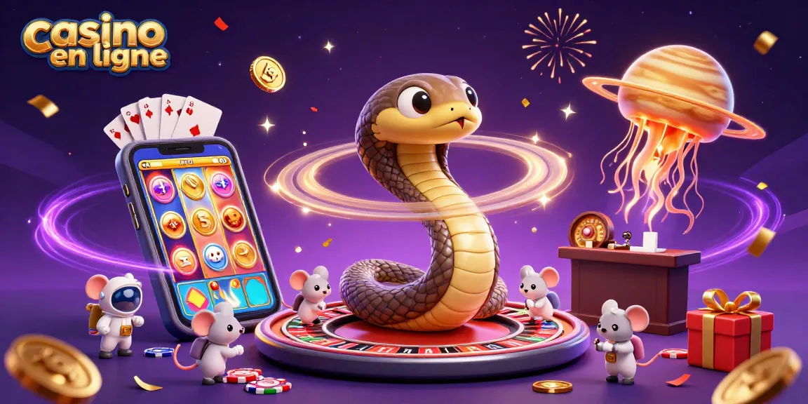 Visuel illustrant des astronautes pariant autour d'une roulette, représentant le casino en ligne.