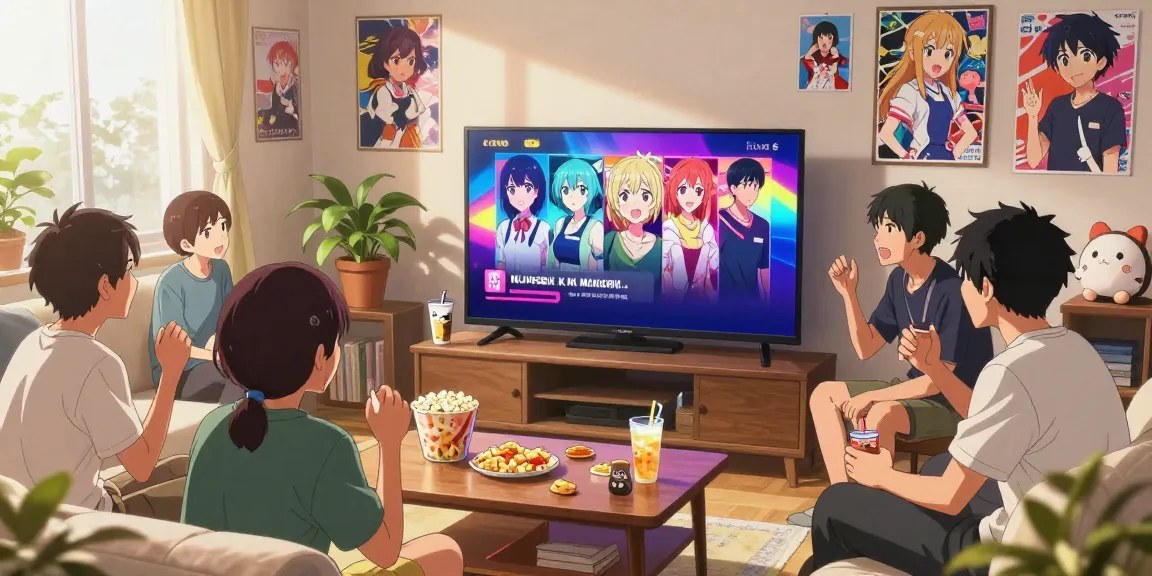 Teman-teman menikmati nonton anime di AnimePlay dengan suasana hangat dan ceria.