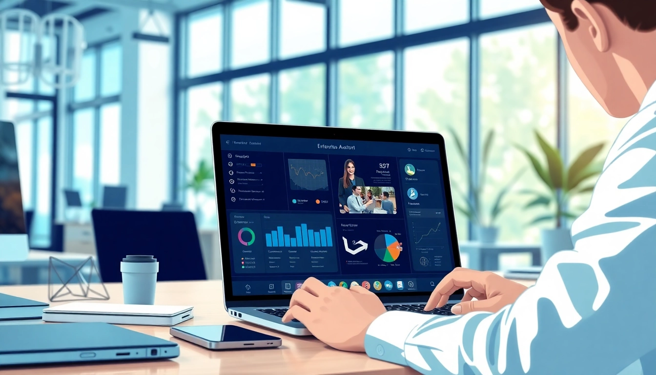 Engage with enterprise assistant software in a modern workspace, emphasizing productivity and efficiency.