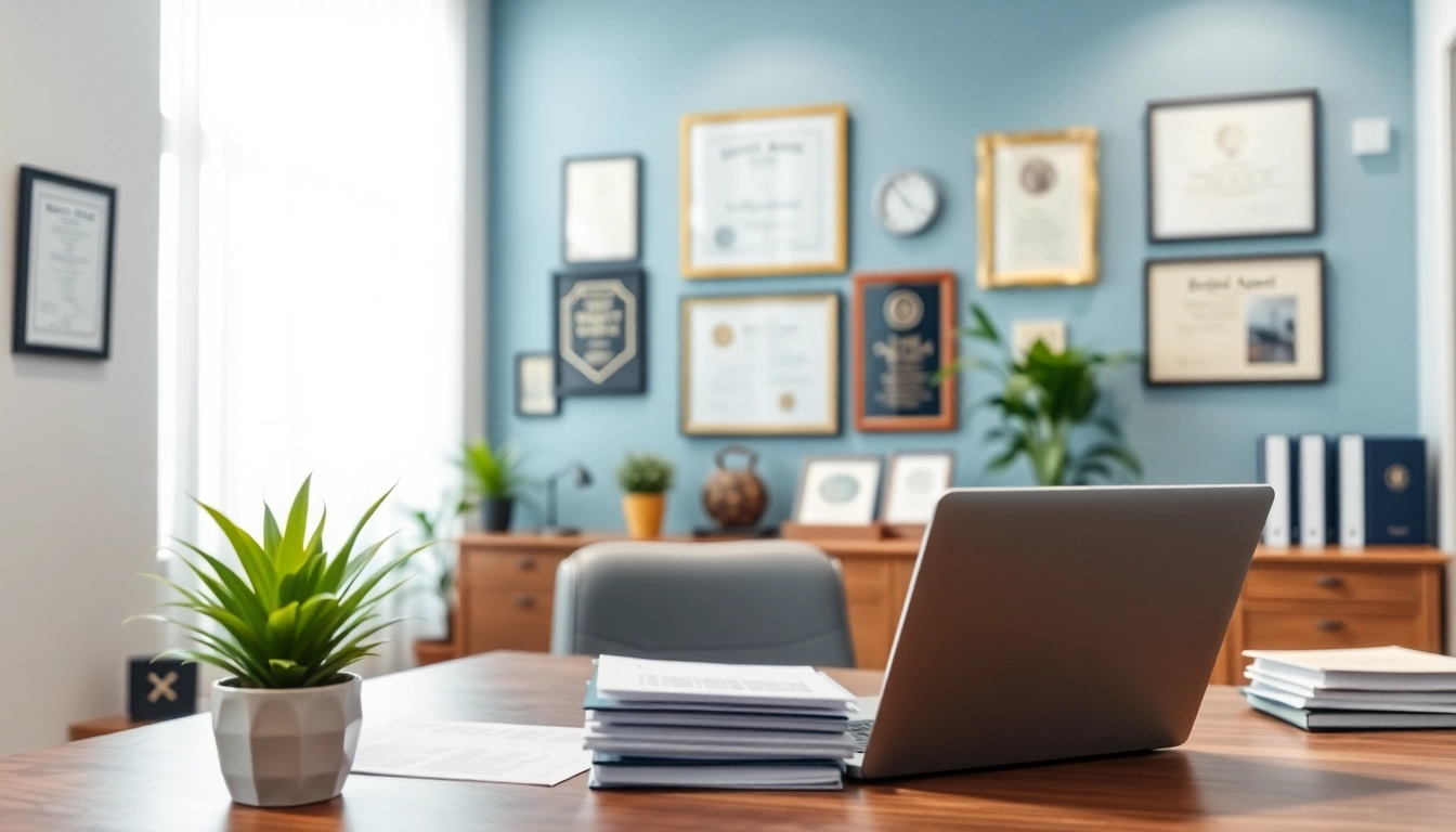 Engaged professional providing registered agent service in a dedicated office setting.