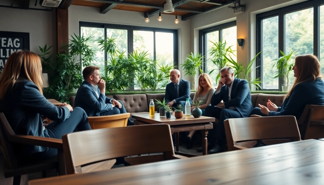 Mitglieder der bluetenbande genießen entspannte Atmosphäre in einem Cannabis Social Club.