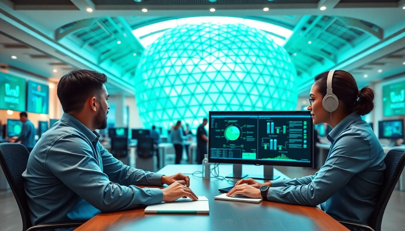 Optimize your business operations with managed IT services near me, featuring professionals engaged in advanced tech solutions.