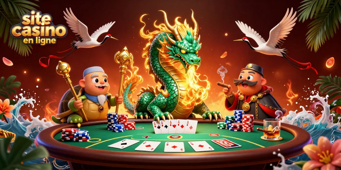 Gagnez sur un site casino en ligne avec dragon jade, sage et cartes de poker.