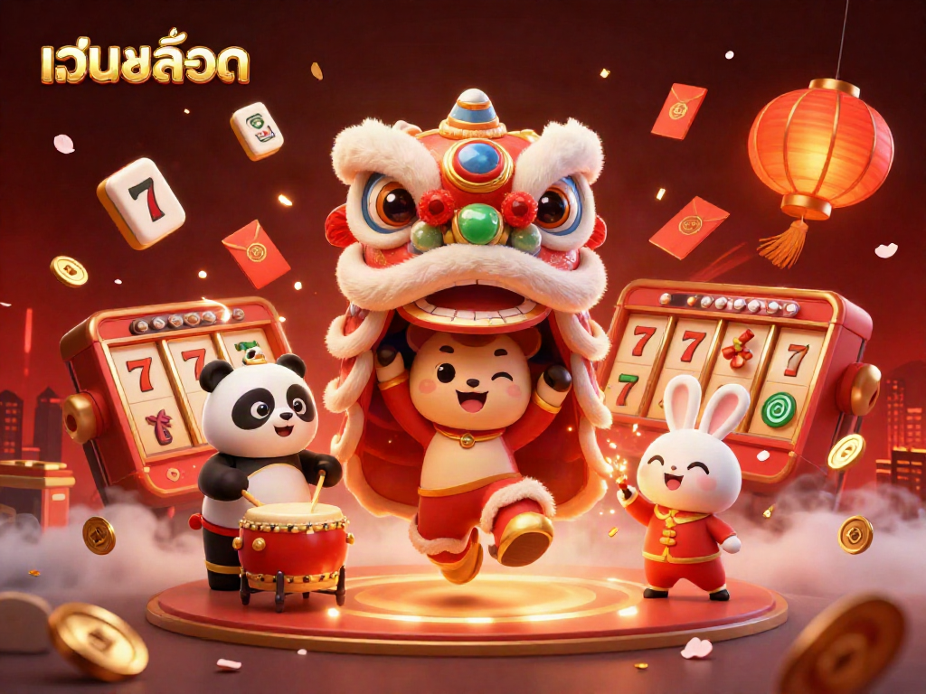 Spin the reels for เว็บสล็อต with vibrant characters in a festive casino atmosphere.