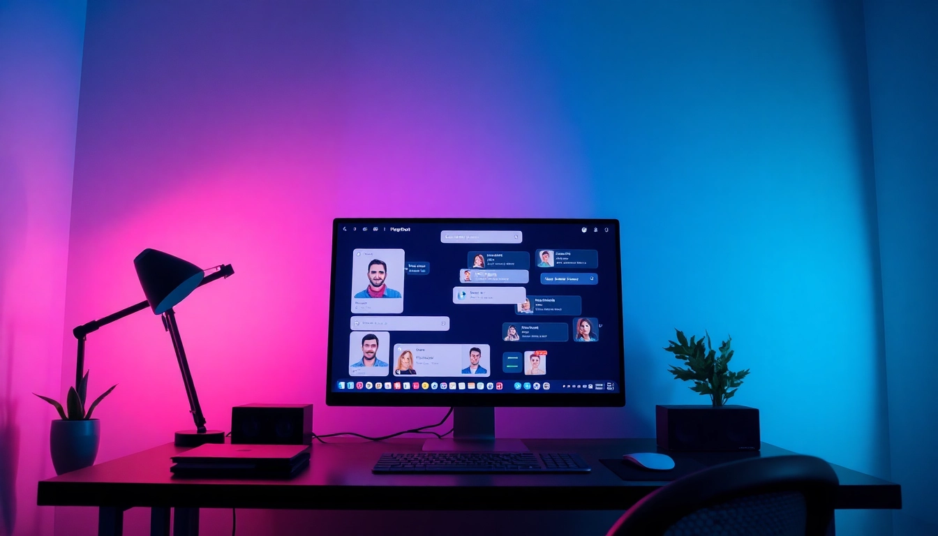 Explore the best NSFW AI chatbots engaging in interactive conversations in a modern workspace.