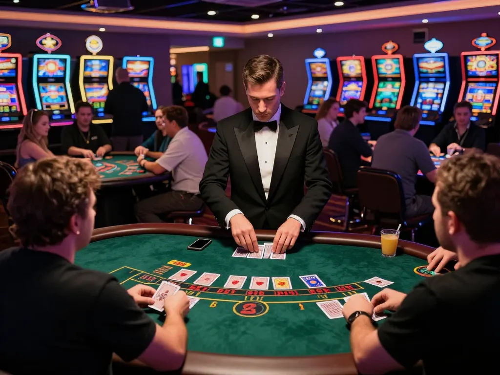 Engaged players at an authentic Mexican bakery-themed blackjack table, strategizing their next bet.