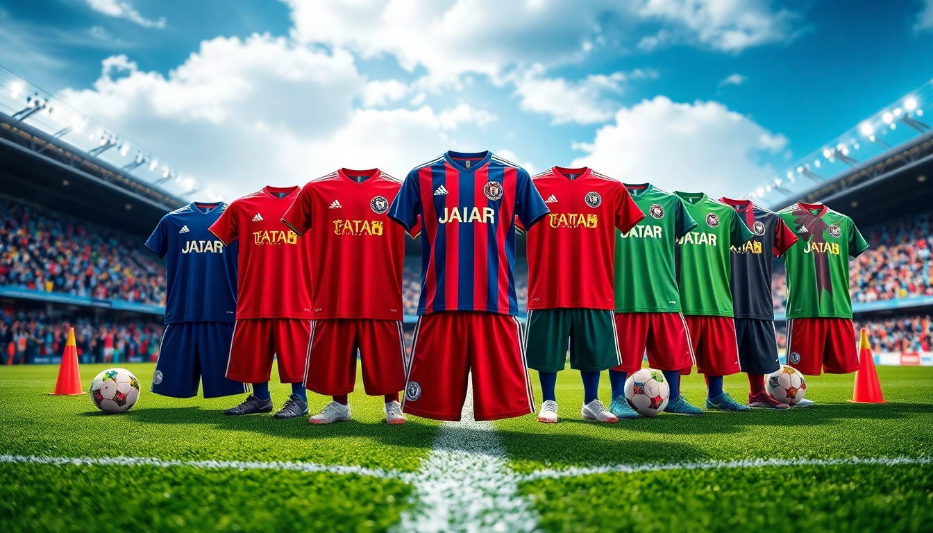 Showcase of vibrant team football kits illustrating style and quality.
