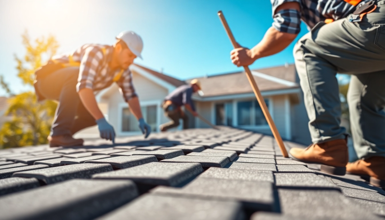 Installers showcasing high-quality roofing solutions on a residential property, emphasizing craftsmanship.