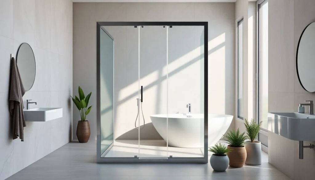 Paroi de douche en verre moderne offrant un espace de douche élégant et lumineux.