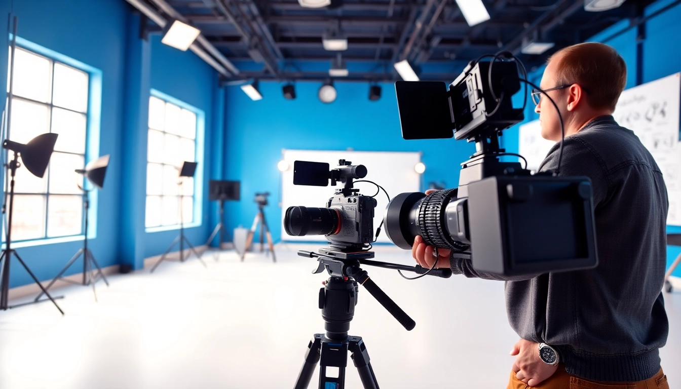 Implement a compelling video strategy with a professional videographer in a modern studio.