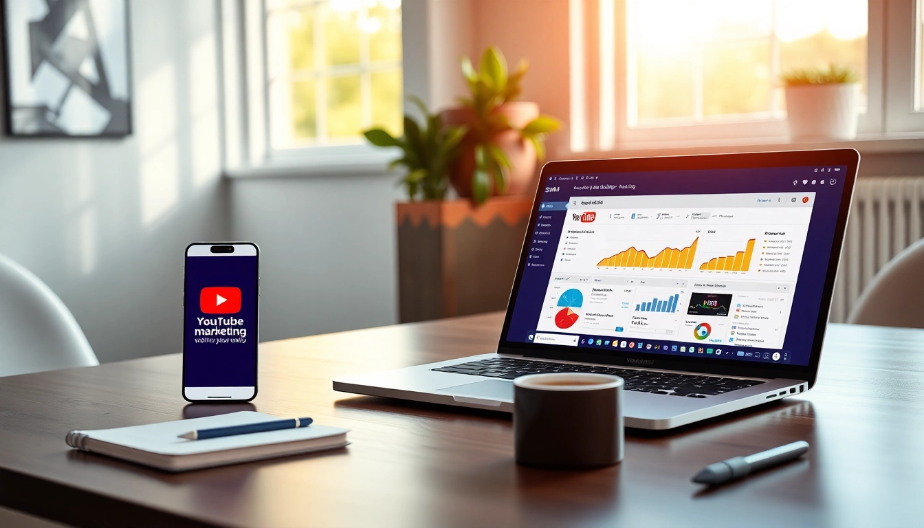 Explore the features of the youtube smm panel through an engaging digital marketing workspace.