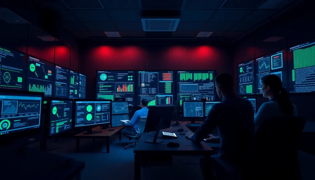 Cyber Threat Protection Tampa - Cybersecurity team monitoring threats in a modern operations center.