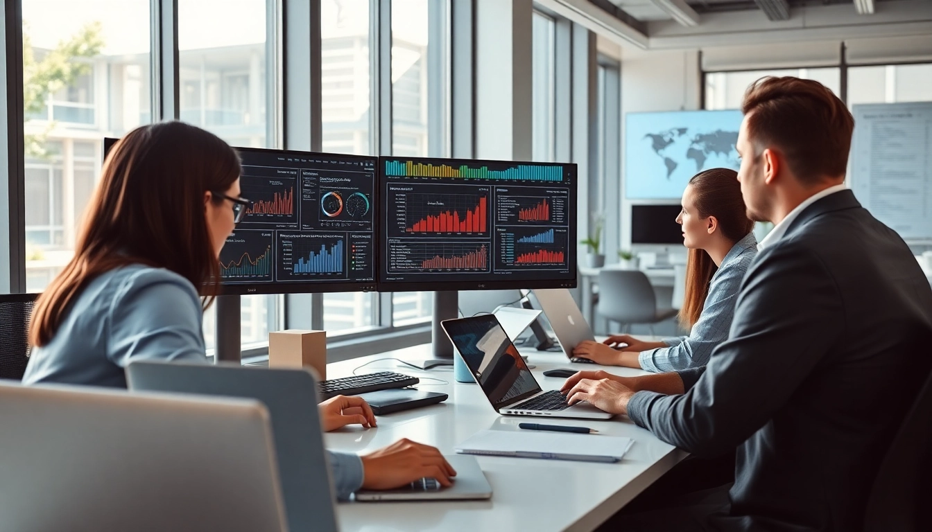 Team analyzing data for Email Security & Archiving strategies in a modern office.
