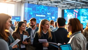 Engage with Technology at a vibrant conference showcasing innovations in various fields.