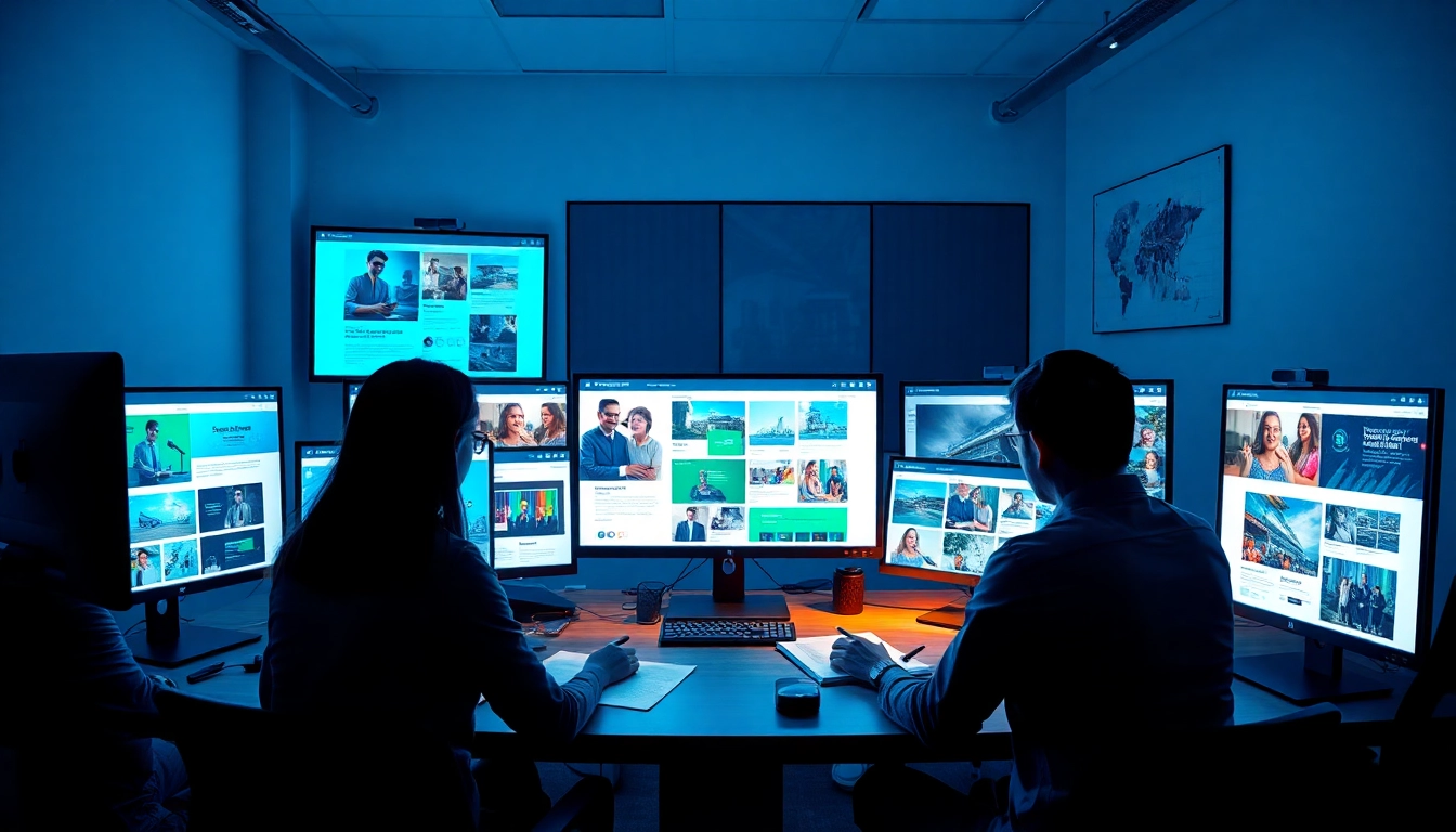 Web designers collaborating on dịch vụ thiết kế website project in a modern office.