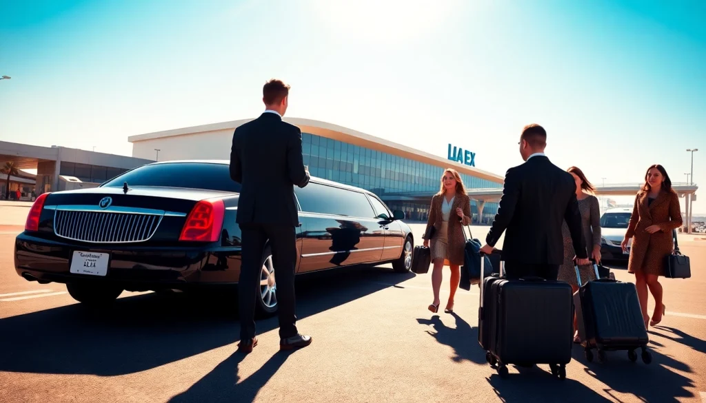 World Cup Group Transportation with luxury limousine waiting at LAX, showcasing elegance and excitement.